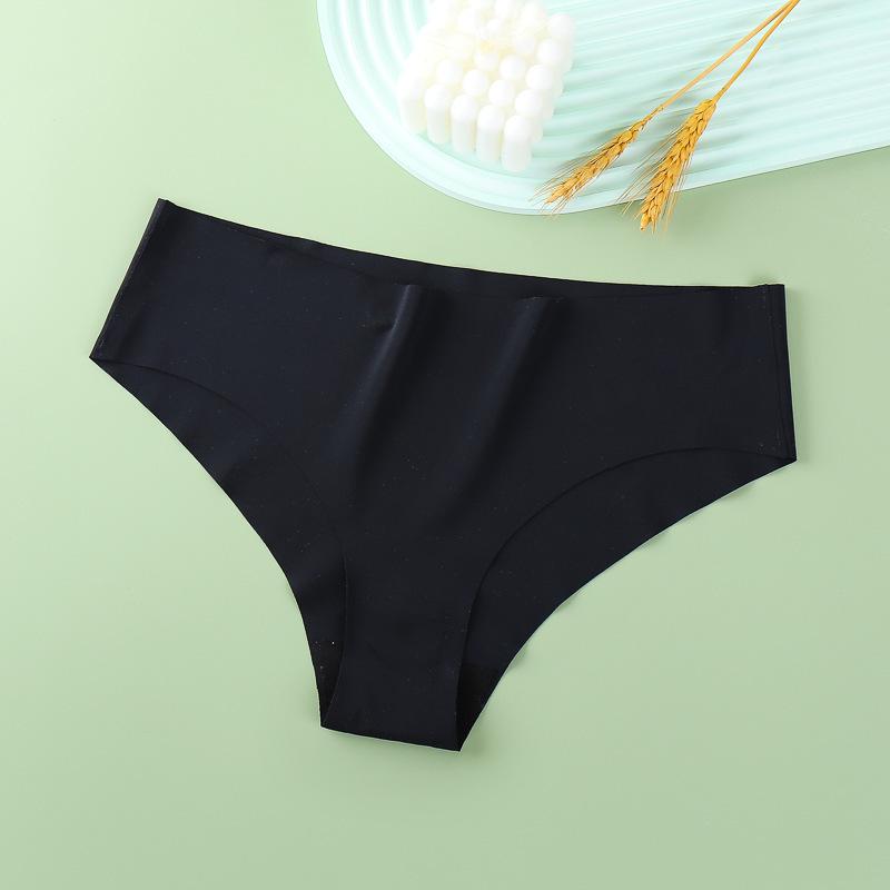 Women's Seamless Ice Silk Quick-Dry Bikini Fitness Triangle Briefs with Logo Print