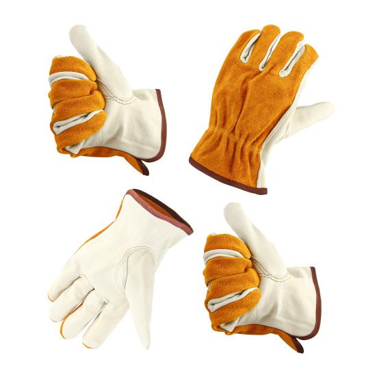 

2 пары рабочих перчаток, мягкие противоизносные перчатки из воловьей кожи с эластичными манжетами для строительства, деревообработки, водителя, ремонта L