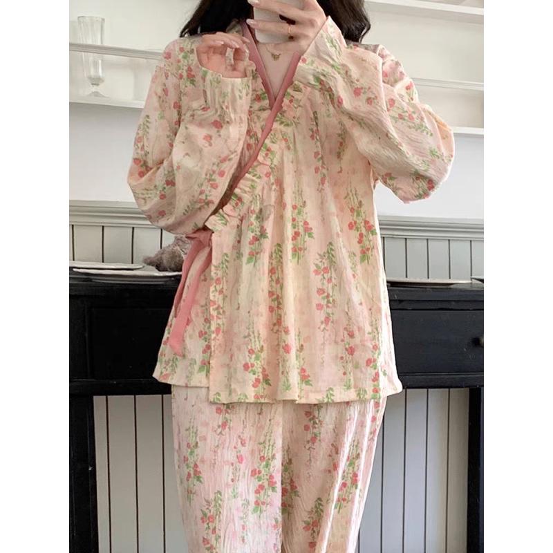 Damen Sweet & Comfortable Baumwoll-Pyjama-Set zum Binden, Frühjahr 2026