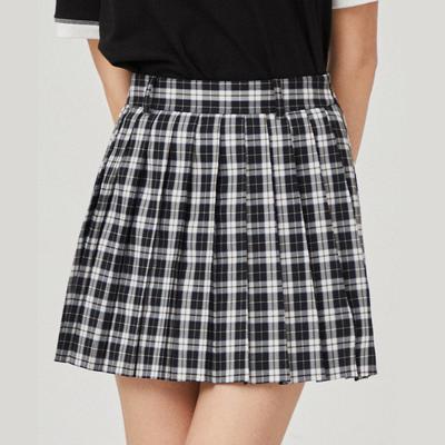 Rick Pleated Check Skirt (Black)_L4A1-Sk07C