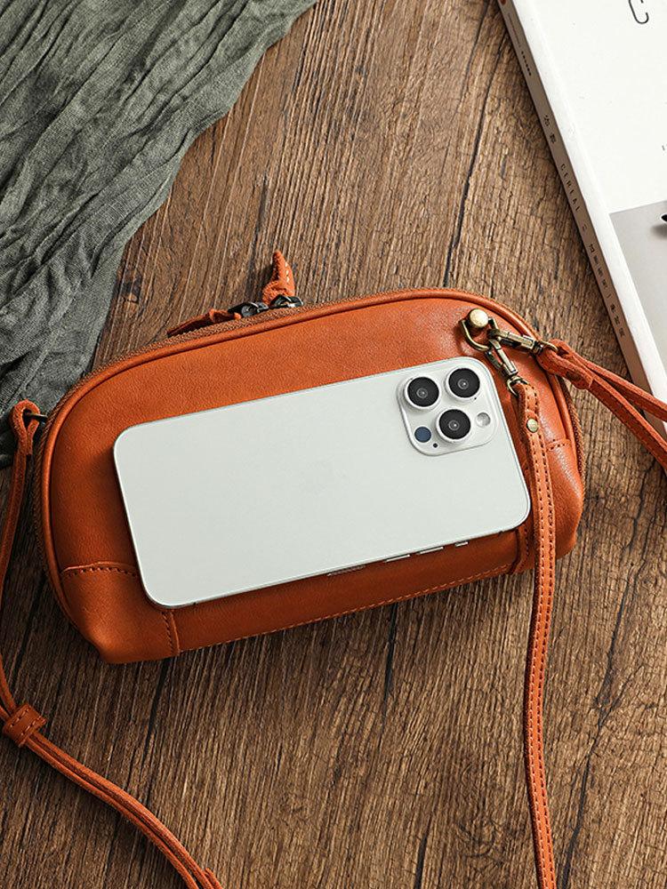 Handmade Genuine leather shoulder bags for women 2026 Sling Bag zipper Small bag for phone wallets crossbody bags female Clutch
