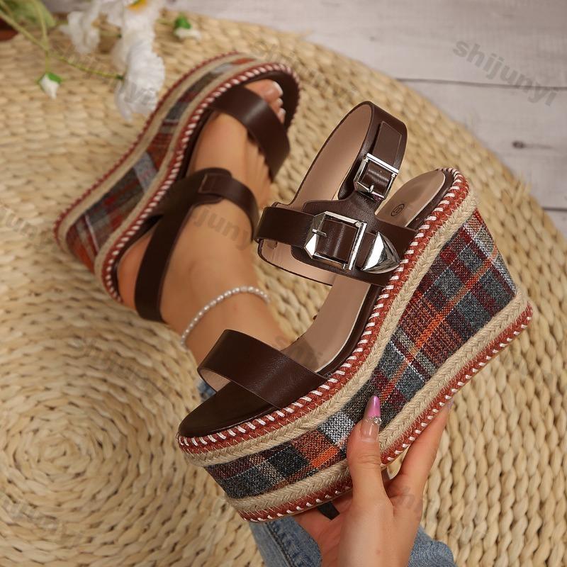 Fashion Women's Sandals 2025 Summer New Fashion Peep Toe Wedge Sandals Women Platform High Heels Outdoor Beach Shoes Sandalias De Mujer