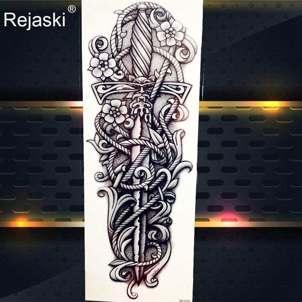 1PC Cool Totem Temporary Tattoo Fake Black Full Arm Tattoo Sticker For Men Summer Style Tatoos Decal