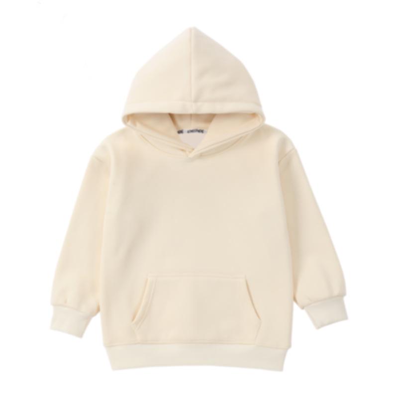 Kids' Hooded Sweatshirt - Unisex, Pure Cotton, 320g, Fleece Lining, Solid Color, Loose Fit for Boys & Girls.