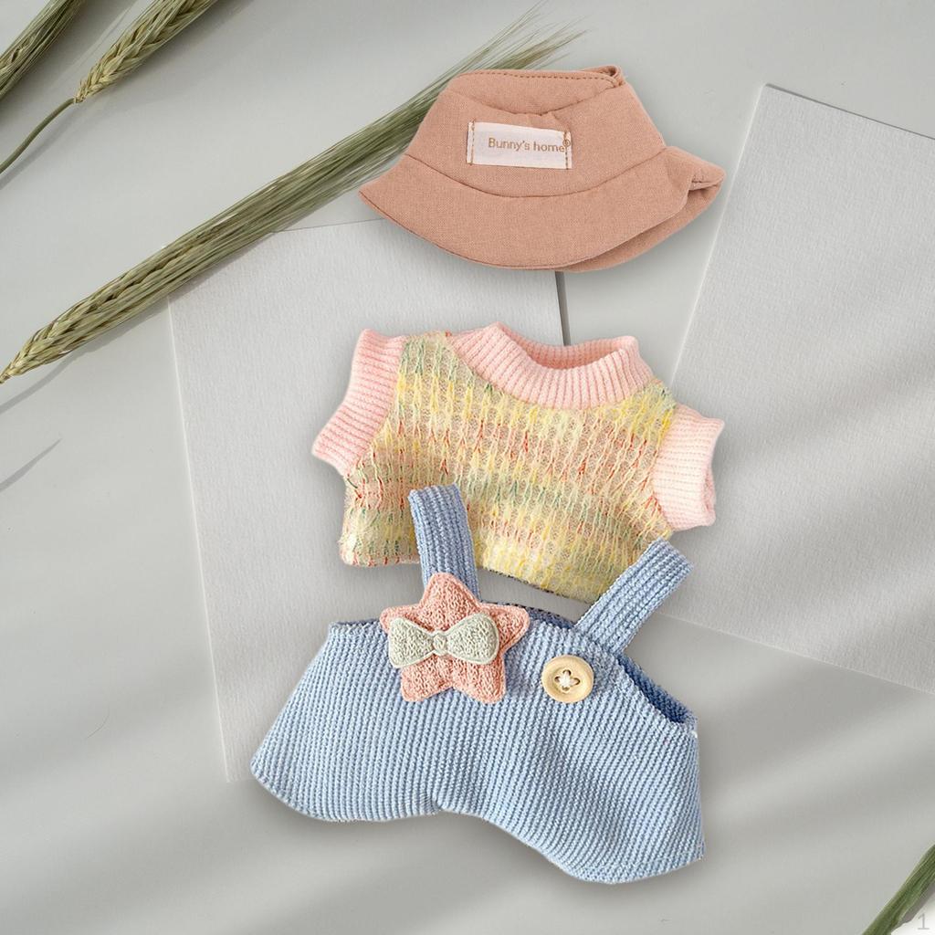 3 Pieces Mini 6 inch Doll Clothes Set Hat for Pendant Age 57 810 Kids Colorful T suit