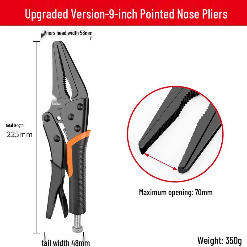 Heavy-Duty Multi-Function Pliers with Round Mouth, C-Type Automatic Clamp, and Flat Head Quick Seal