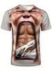 Men Funny Chest Hair Muscle 3D Print T-shirt Summer Short Sleeve Casual Harajuku Streetwear Tee