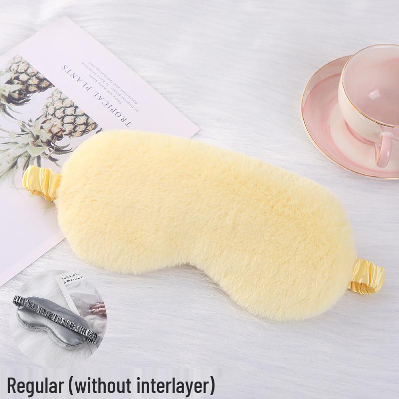 Blackout Rabbit Fur Sleep Mask - Soft, Breathable, Skin-Friendly, Plush Imitation Silk for Autumn/Winter Eye Protection.