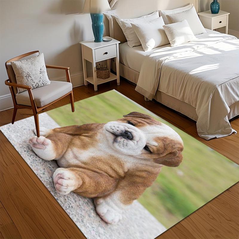 Cute Bulldog Puppy Bedroom Area Rugs Decorative Carpet & Rug Anti-slip Carpets for Living Room Decoration Alfombra Gift Home Mat