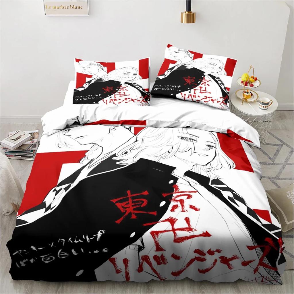 Anime Tokyo Revengers Ryuguuji Ken Sano Manjiro Bettbezug Cartoon Bettwäschesets Bettset Steppdecke Bettdeckenbezüge Heimtextilien