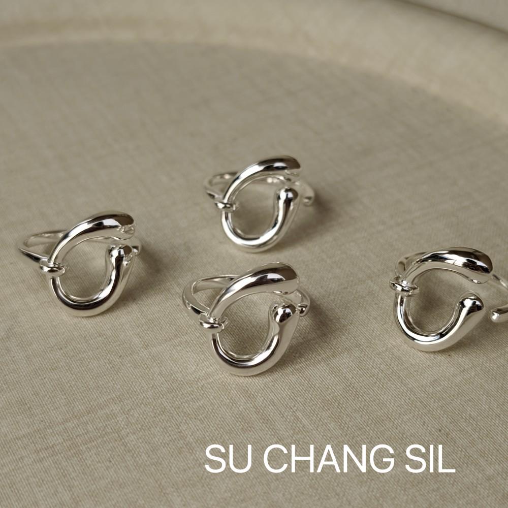 Su Chuang S925 Sterling Silver Irregular C-Shaped Open Ring for Women - Korean Design, Versatile and Unique.