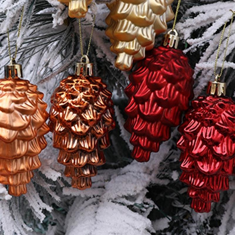 2Pieces Shimmering Pinecone Holiday Decorations Not Traditional Design Christmas Hanging Ornaments