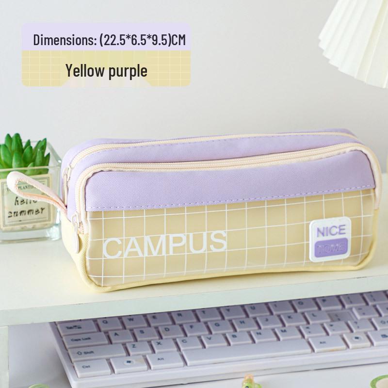 

TOME Spacious Double-Layer Transparent Pencil Case for Students - Durable Oxford Stationery Bag for Boys and Girls