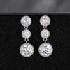 New  Silver Needle  Luxury Round 5A Zirconia Drop Earring Female Popular Brand of High-end Vintage Stud Earrings