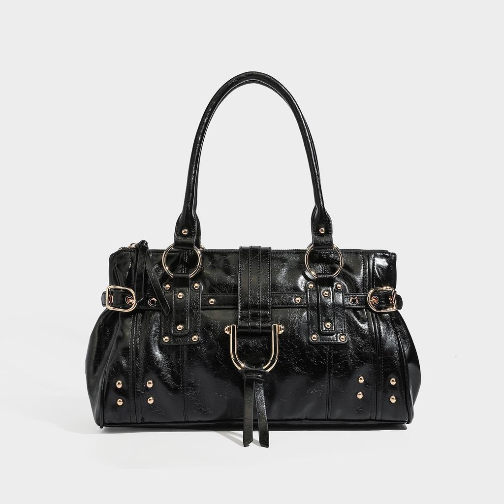 2026 Summer New Retro Rivet Large Capacity Commuter Underarm Tote Bag Shoulder Bag