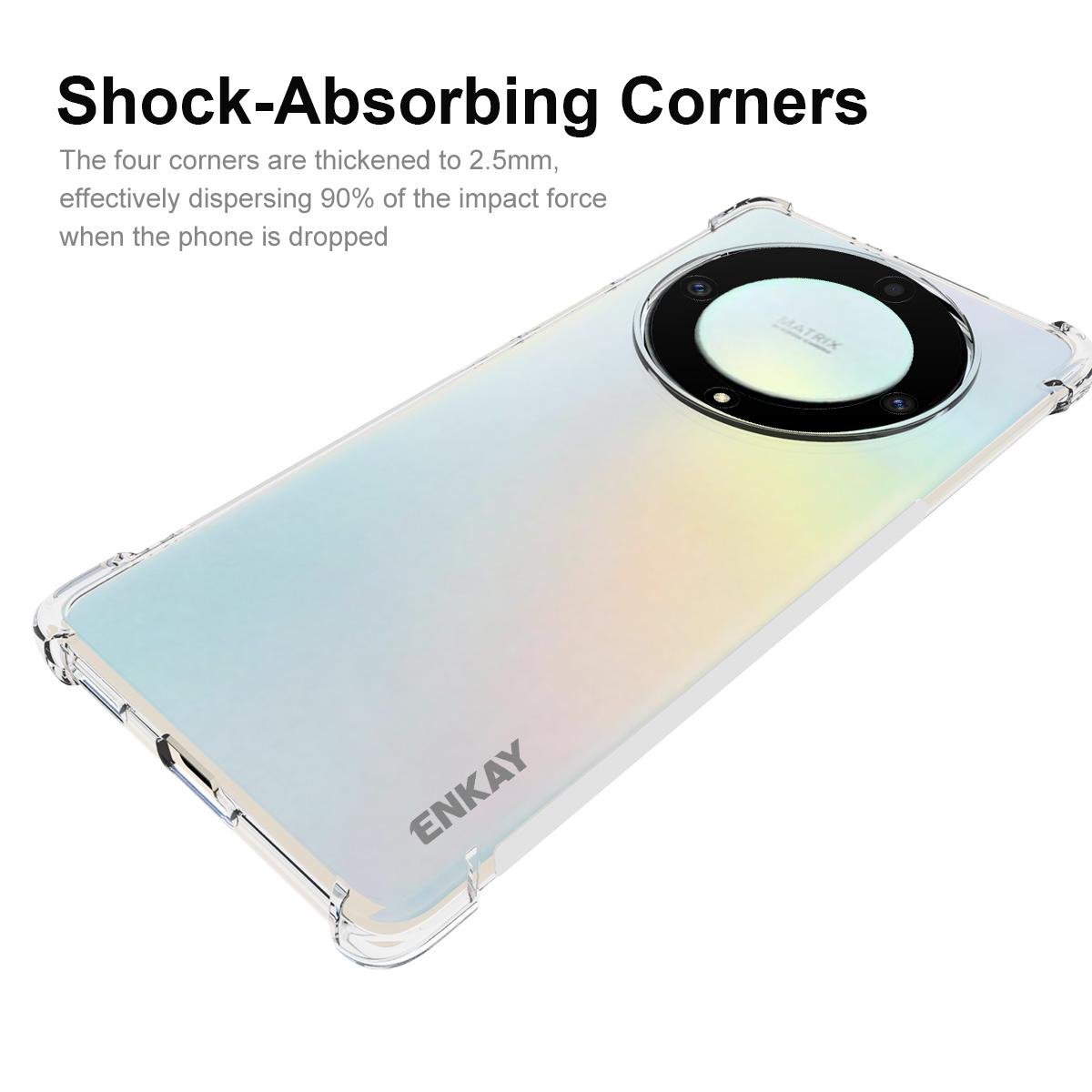

ENKAY HAT PRINCE For Honor X40 5G/X9a 5G/Magic5 Lite 5G Drop-proof Clear Phone Case Anti-slip Strip Edge Thickened Corners TPU Cover A