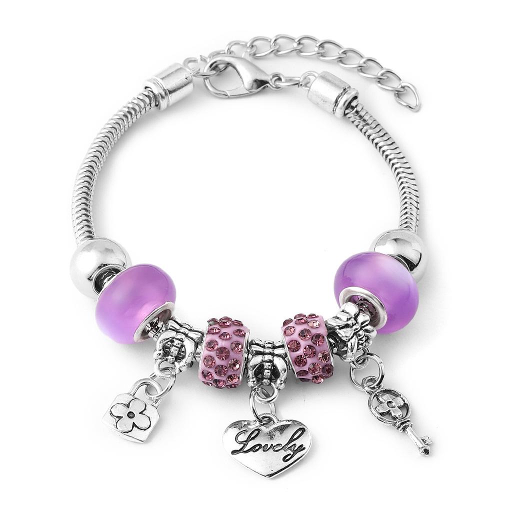 Vintage Handmade Alloy Large Hole Glass Bead Elephant Tree of Life Design Transparent Bracelet Multiple Styles Available