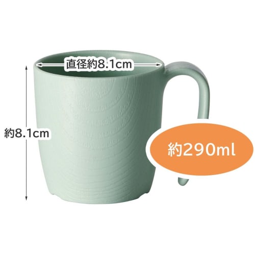 Skater Easy to Hold Cup 290ml with Handle Wood Grain Green Plastic Handle Made of Biomass Raw Materials Microwave and Dishwasher Safe NMGS1HB-A