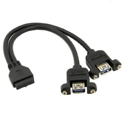 Câble durable USB 3.0 Double Port Femelle à Montage par Vis pour Cartes Mères Connecteur 20 broches pour Améliore la Connectivité