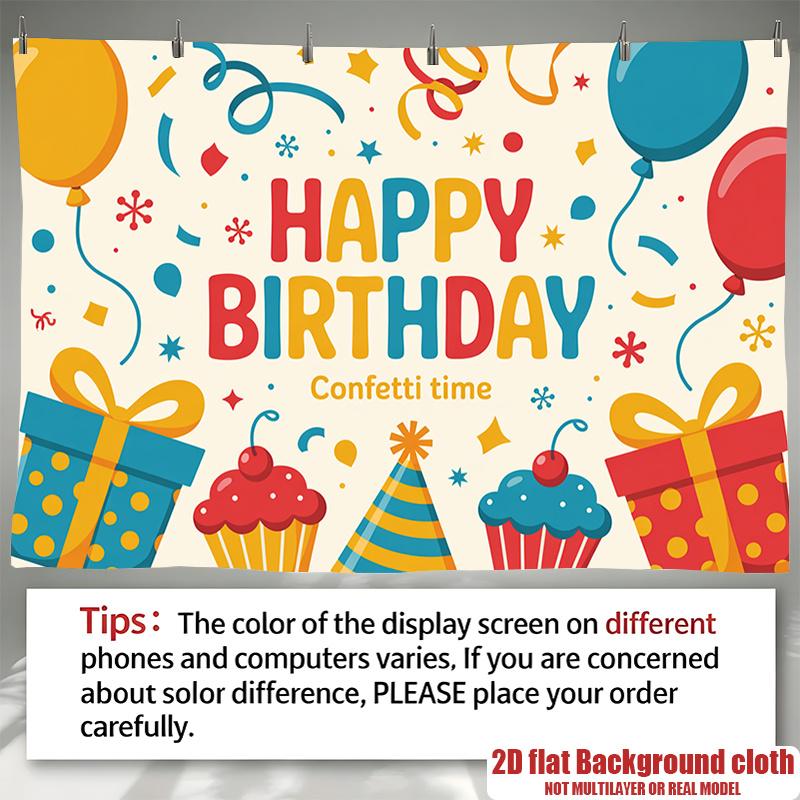 Dessert Sweet Birthday Celebration Banner, Colorful Polyester Backdrop for Party Decorations