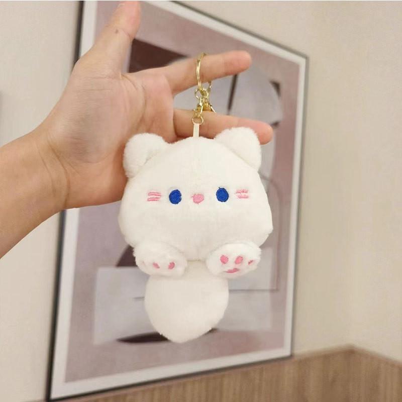 

Adorable Plush Cat Keychain Soft Stuffed Animal Ideal Gift Charm Bag Accessory White Key