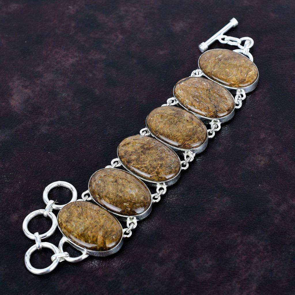 Bronzite Bracelet 925 Sterling Silver Bracelet Handmade Elegant Jewelry Adjustable Chain Bracelet Natural Gemstone Bracelet Engagement Gifts
