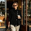 Dame Vintage Ribstrikket Jakke, Høj Hals Langærmet Plus Size Uregelmæssig Afslappet Frakke til Efterår Vinter