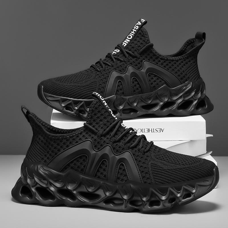 Mens Running Shoes Big Size Lightweight Breathable Mesh Sports Shoes Anti Slip Shock-absorbing Casual Trendy Sneakers for Man