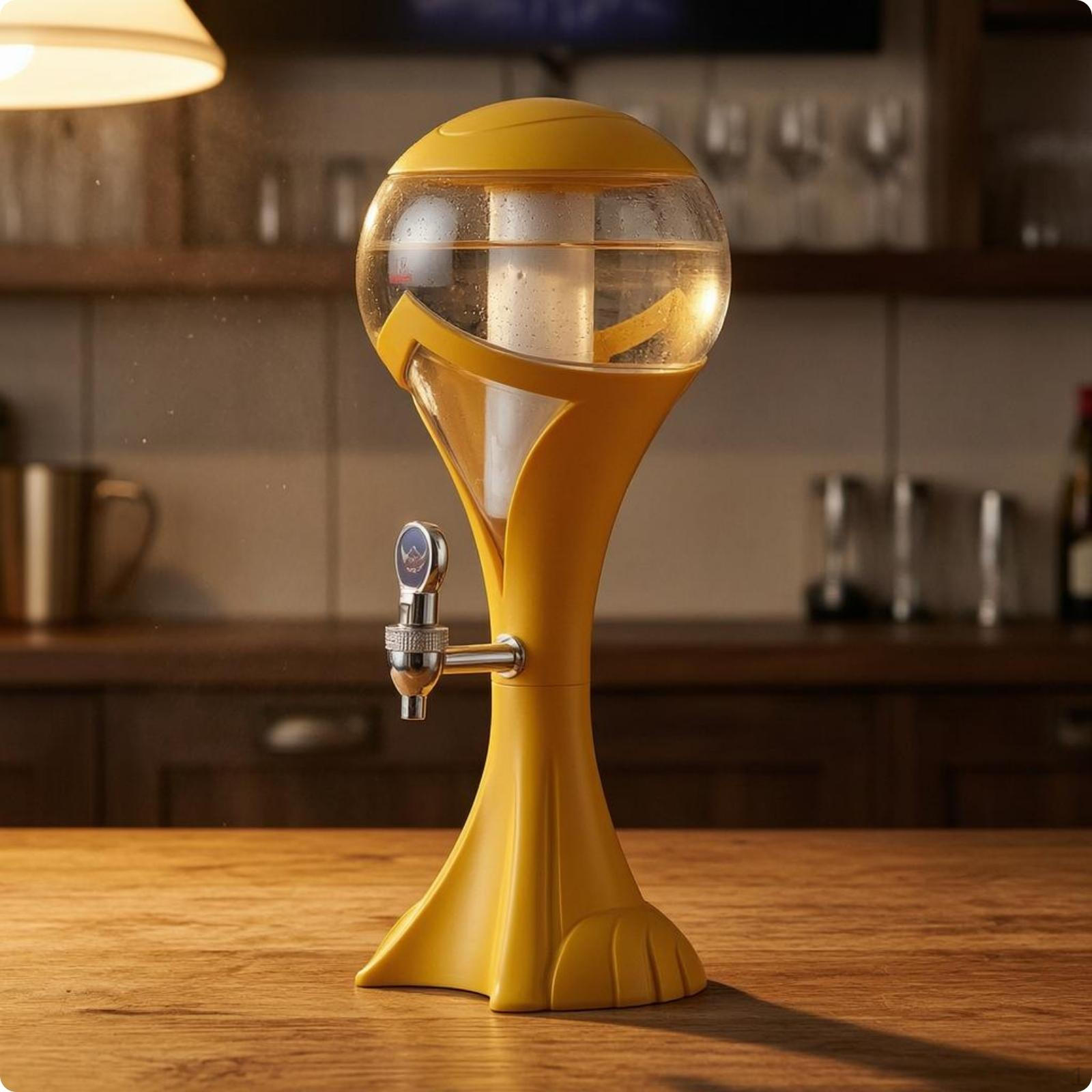 Beer Dispenser Pedestal Base Lighted Beverage Side Yellow 1.5L Yellow 1.5L