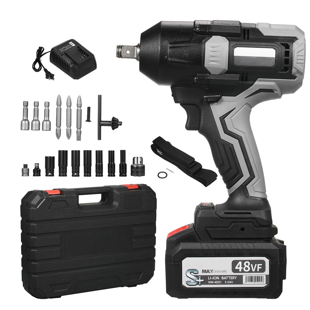 48VF Lithium Battery Brushless Impact Wrench with 1080NM High Torque Power Impact Wrench Set