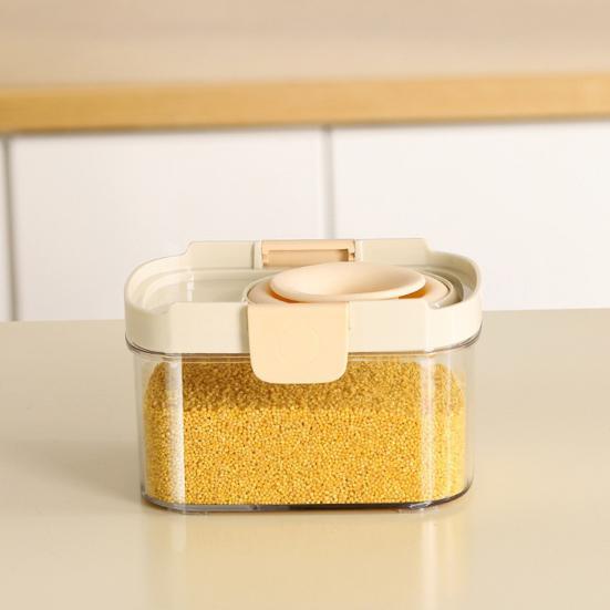 Airtight Food Container Clear Sealed Storage Box with Lid Stackable Grain Canister for Nuts Beans Spices Kitchen Cabinet Pantry Organization