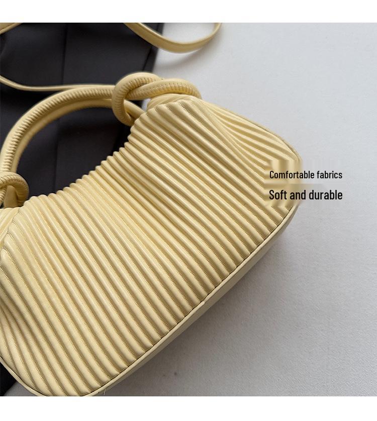Versatile Striped Pleated Handbag - Women's 2025 Fashion Small Square Shoulder Bag