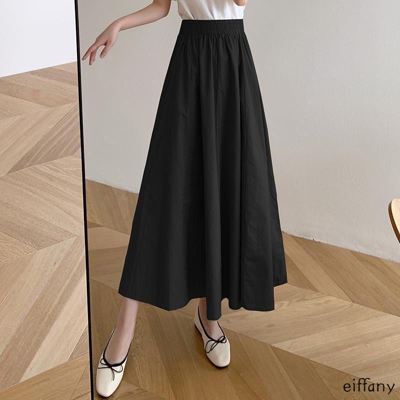 Women Long Skirt Muslimah Plus Size High Waist Plain Maxi Skirt For Casual Wear**