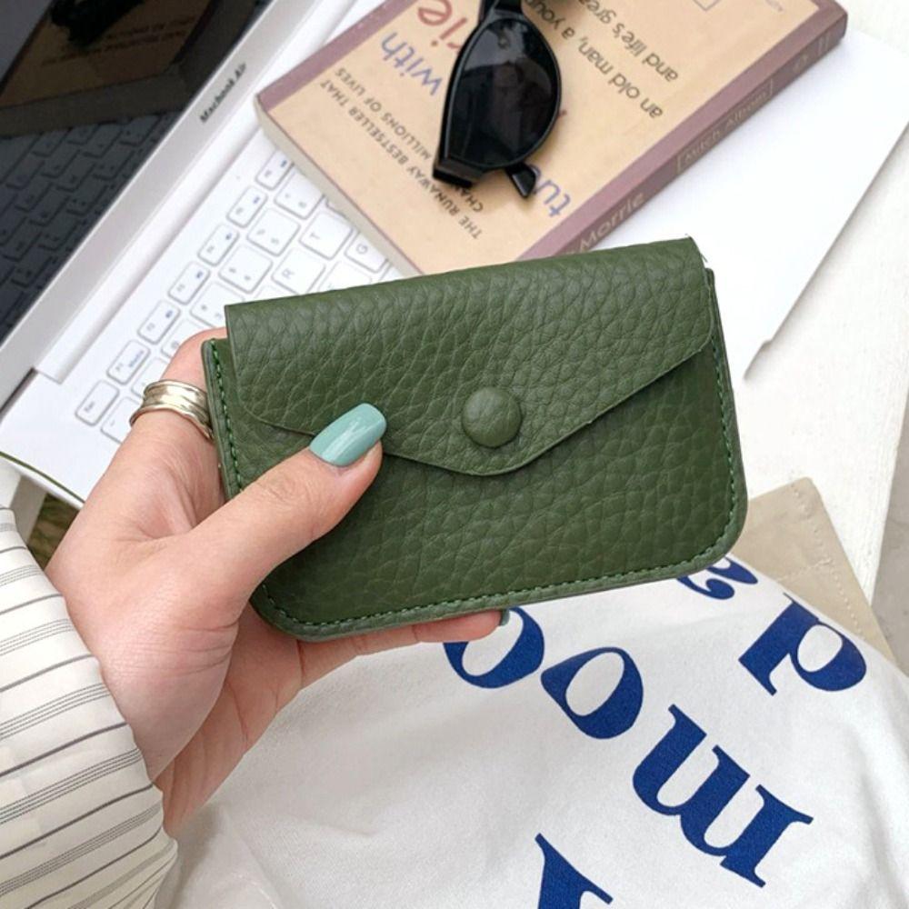 Card Bag Lichee Pattern Wallets Korean Style Envelope Change Bag Fashion Short Clutch Bag  Women