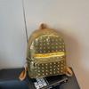 Schoolbag1011 new Korean version fashion rivet soft pu texture solid color backpack casual women's backpack trendy bag