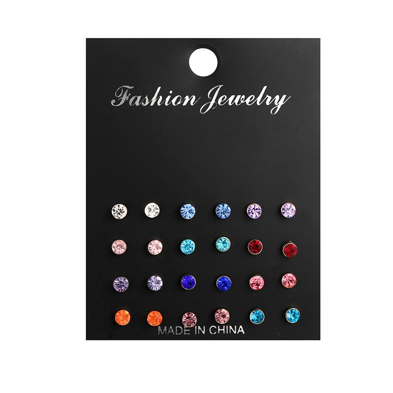 Popular 10 Pair Set Stud Earrings Fashion Size Pearl Set 11 Pair Colored Diamond Set Stud Earrings Popular Earrings