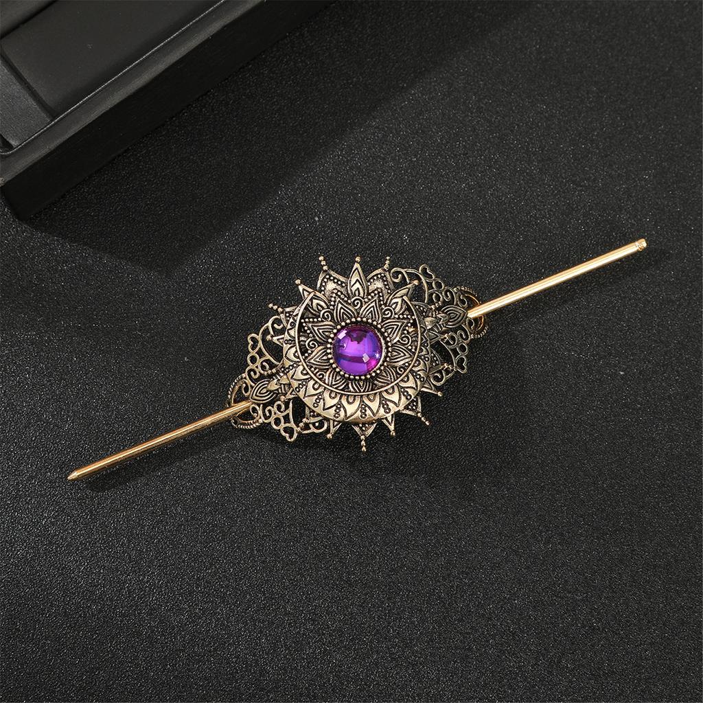 Carved Flower Hair Stick with Crystal Filigree Buyao for Women Girl Buyao for Traditional Headpieces Hair Jewelry