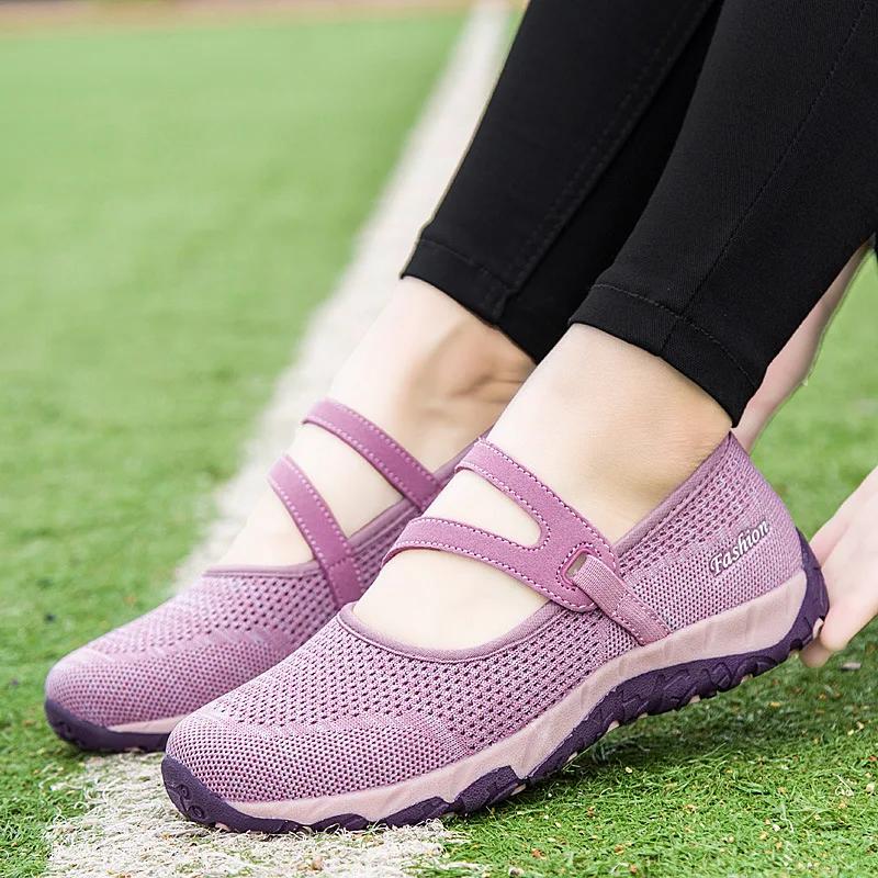  New Fashion Summer Sneakers Women's Shoes Mom Leisure Soft Bottom Breathable Air Woman Mesh Walking Dance Shoes