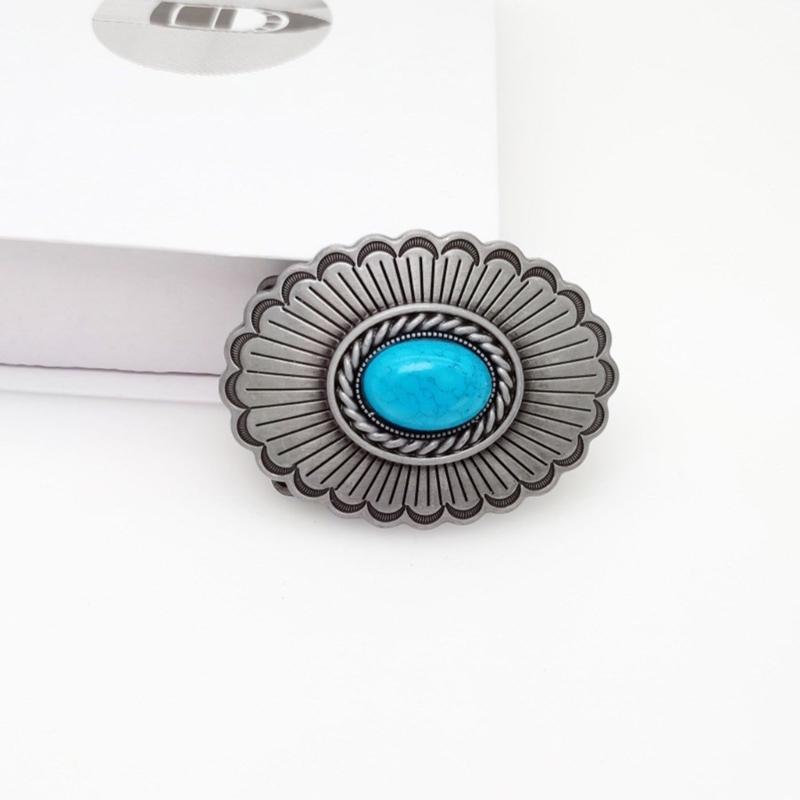 Vintage vyřezávaná přezka na opasek s květinovým vzorem Náhradní díl Snadné použití Těžká kamenná přezka na opasek Náhradní díly pro dospělé