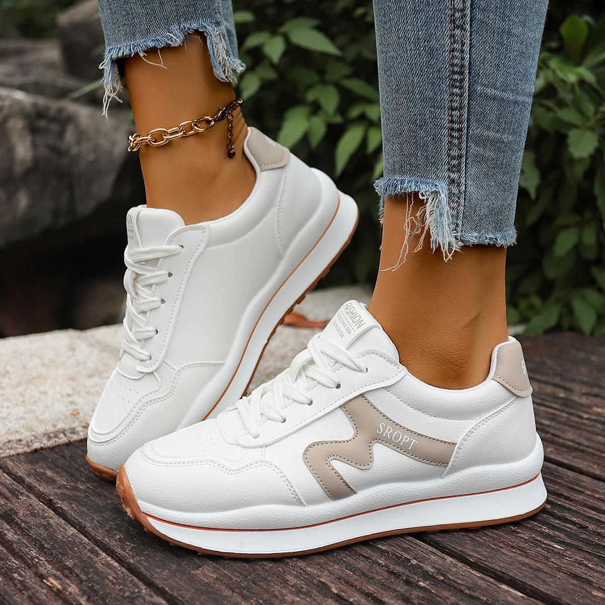 Women Casual Walking Shoes Spring Flat Lace Up Breathable Sneakers Casual Flat Sneakers for Women 36