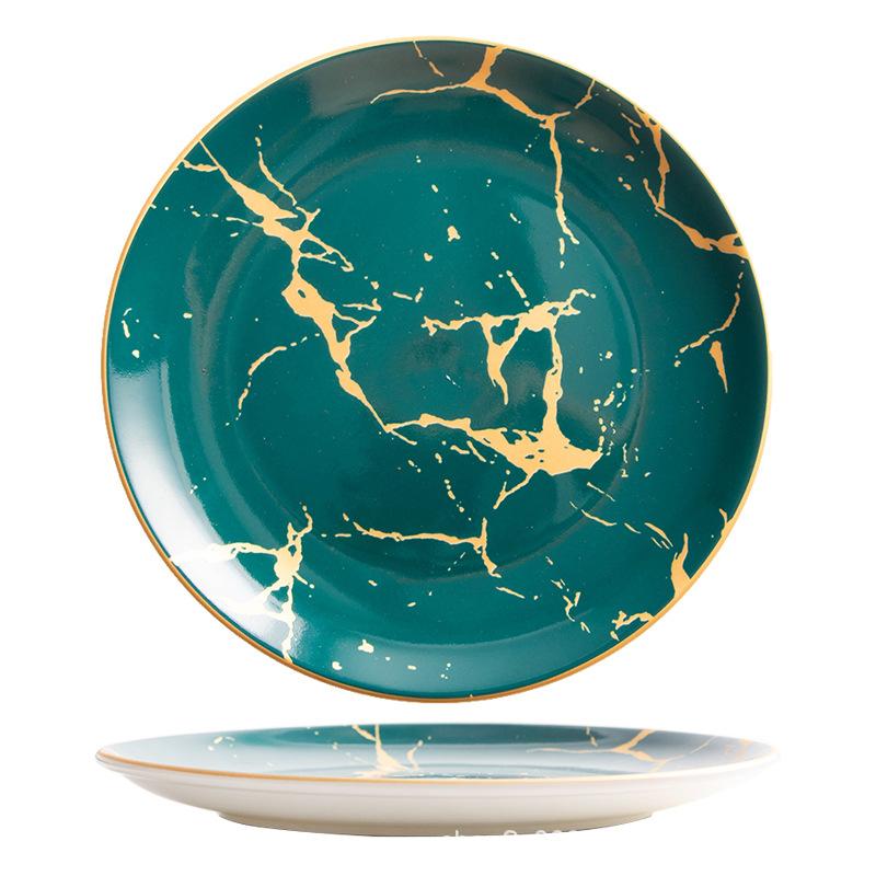 European-style Phnom Penh Tableware Marble Plate Western Food Plate Steak Plate Household Tableware Banquet Model Room