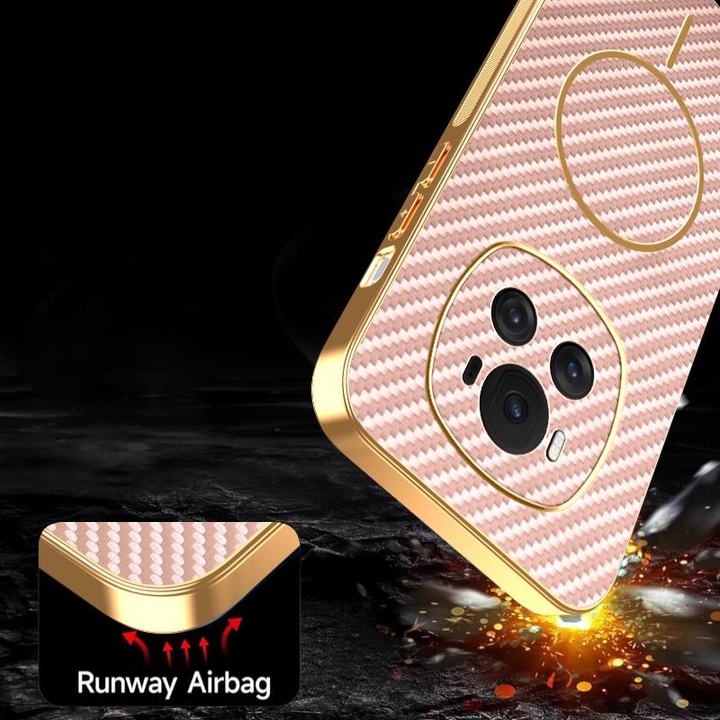 Für Honor Magic6 5G Handyhülle Carbonfaser-texturiert Galvanisierte TPU-Rückabdeckung