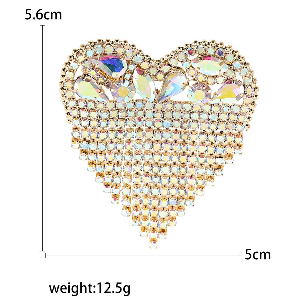 SKEDS New Arrival Women Luxury Full Crystal Tassel Heart Brooches Pins Shiny Boutique Suit Badges Buckles For Lady Free Shipping