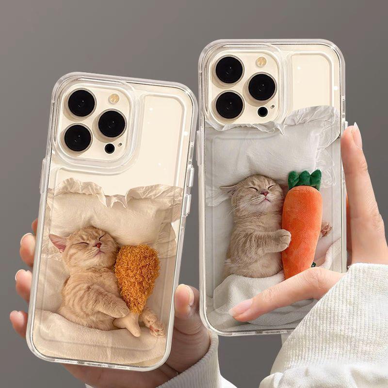 Applicable to Apple 11 mobile phone case 11 new 11promax transparent 11 creative couple simple style cute cat