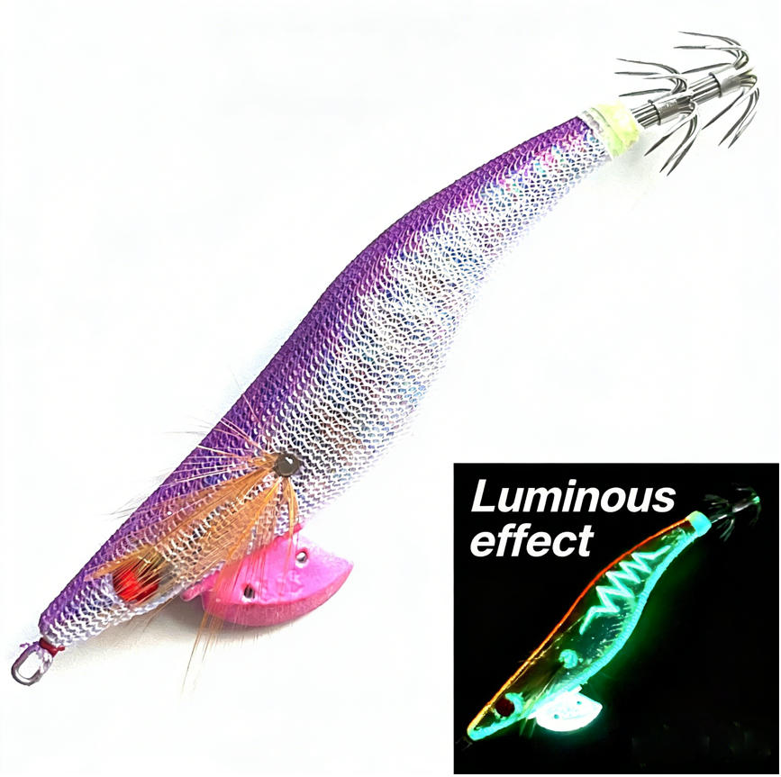 Daoyu Realistic 3.5# Strong Hook Metal Lure Squid Fishing Bait Luminous EGI Jigging for Trolling Fishing Trusted Factory