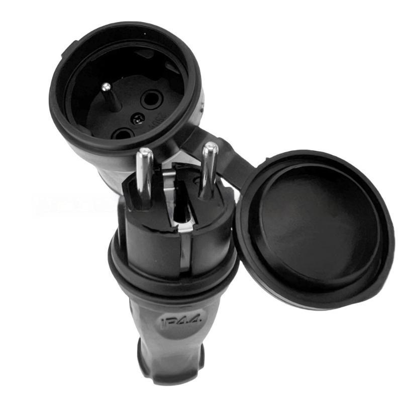 EU Rubber Waterproof Electrical Plug Socket Grounded European Connector Anti-slip for Outdoor Power Tool Connection