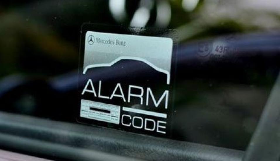 Echte Alarmsicherheitsaufkleber mit Satz Innenbefestigung Mercedes-Benz Aufkleber, Code, 2,