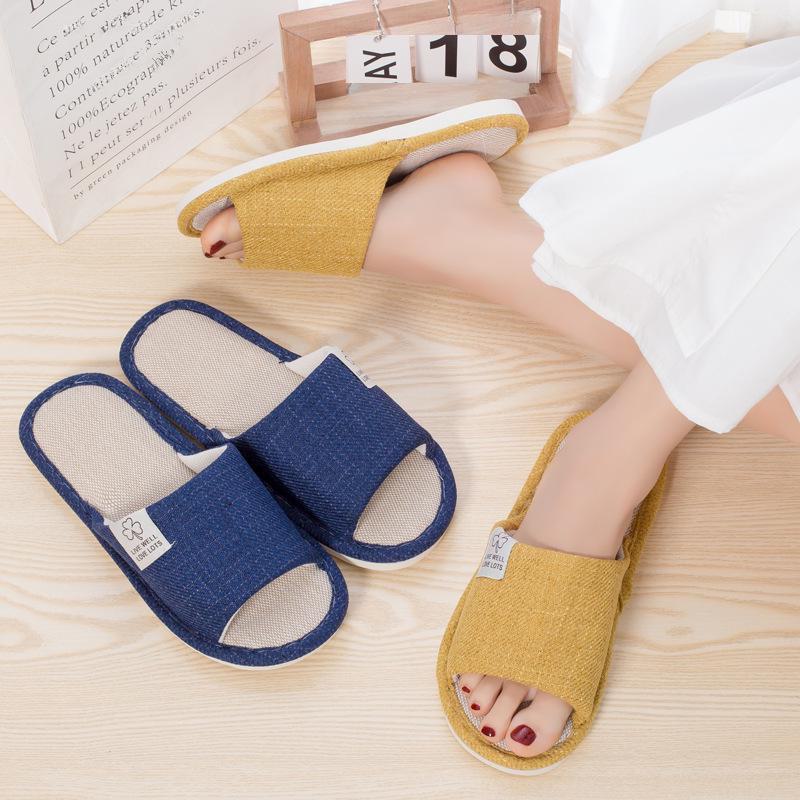 Unisex Letnie antypoślizgowe lniane kapcie do użytku wewnątrz pomieszczeń - oddychające, wygodne, całoroczne kapcie podłogowe