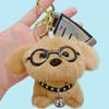 Cartoon Cute Plush Glasses Puppy Keychain Soft Stuffed Dog Bag Pendant Ornaments Car Keyring For Women Girl Teen Party Gift