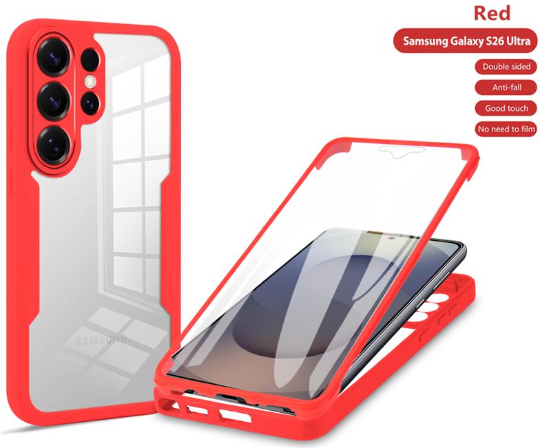 

360 Double Sided Full Protection Case for Samsung Galaxy S26 Ultra GalaxyS26 Plus S 26 5G Front Screen Shockproof Clear Cover For Galaxy S26 Ultra червоний